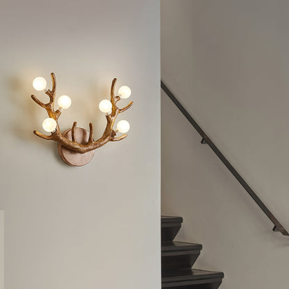 Rustic Wooden Deer Wall Light