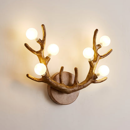 Rustic Wooden Deer Wall Light