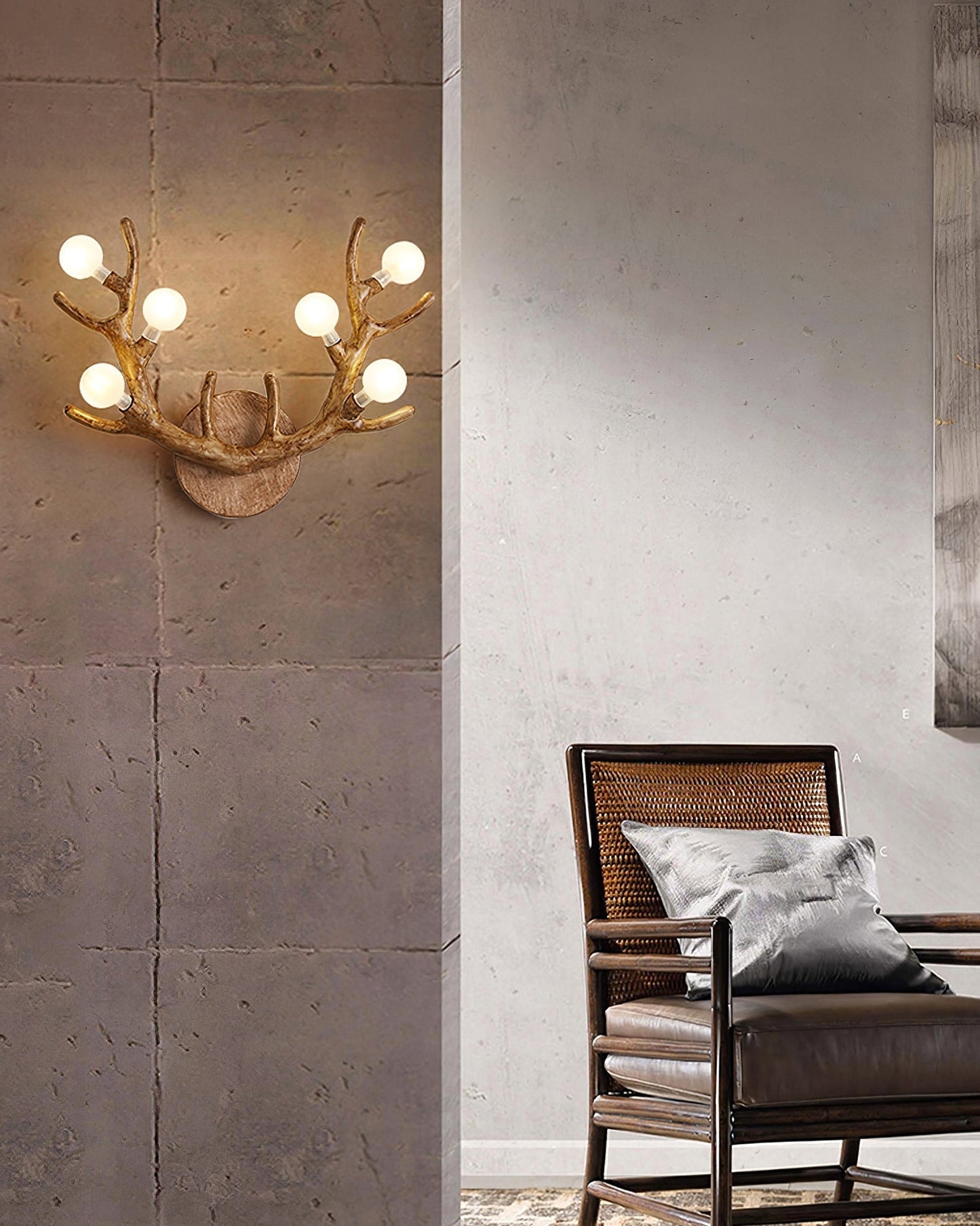 Rustic Wooden Deer Wall Light