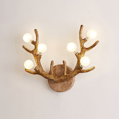 Rustic Wooden Deer Wall Light
