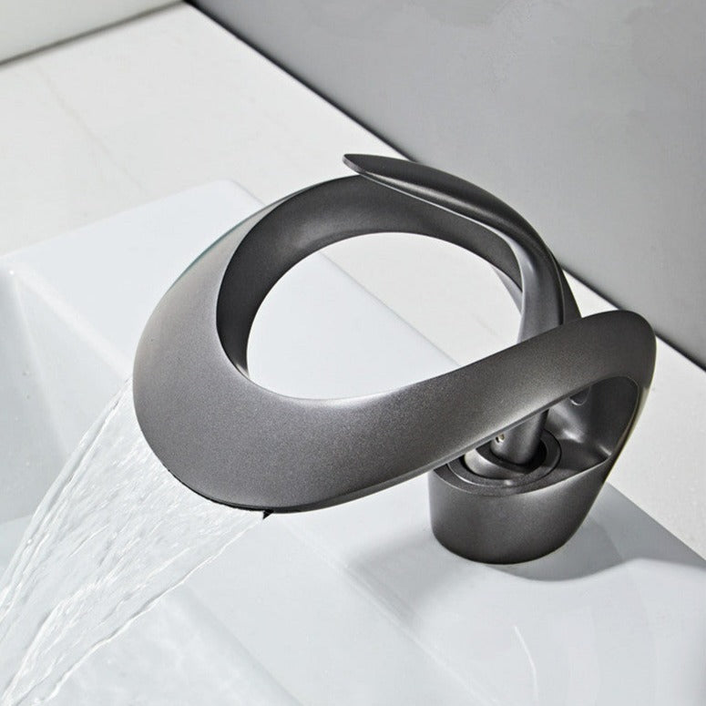 AquaGold | Elegant Modern Brushed Gold Bathroom Sink Faucet 4