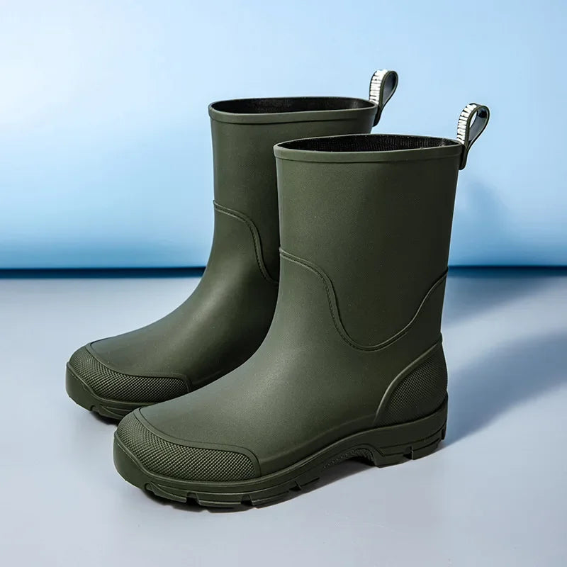AquaStride | Stylish Lightweight Waterproof Rubber Mid-Calf Rain Boots 9