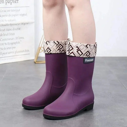 AquaStride | Stylish Waterproof PVC Mid-Calf Rain Boots for Women 6