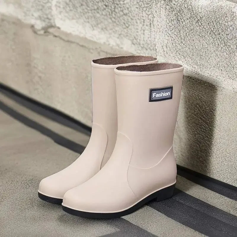 AquaStride | Stylish Waterproof PVC Mid-Calf Rain Boots for Women 8