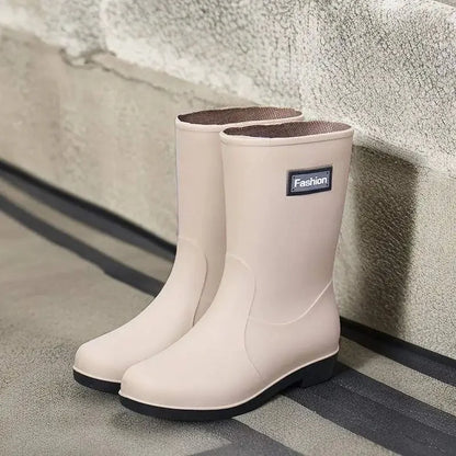 AquaStride | Stylish Waterproof PVC Mid-Calf Rain Boots for Women 8
