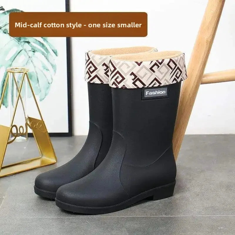 AquaStride | Stylish Waterproof PVC Mid-Calf Rain Boots for Women 9
