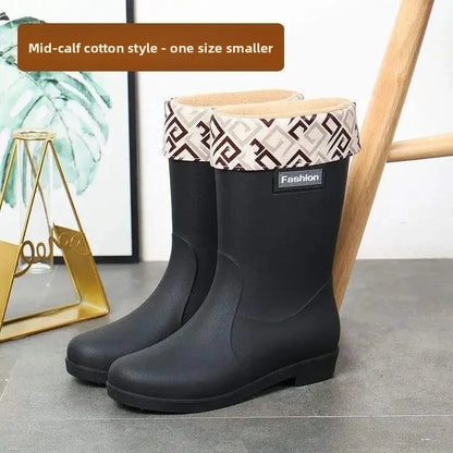 AquaStride | Stylish Waterproof PVC Mid-Calf Rain Boots for Women 9