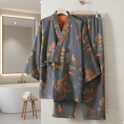 Soft Watercolor Kimono Sleepwear Set for Home - Fesara