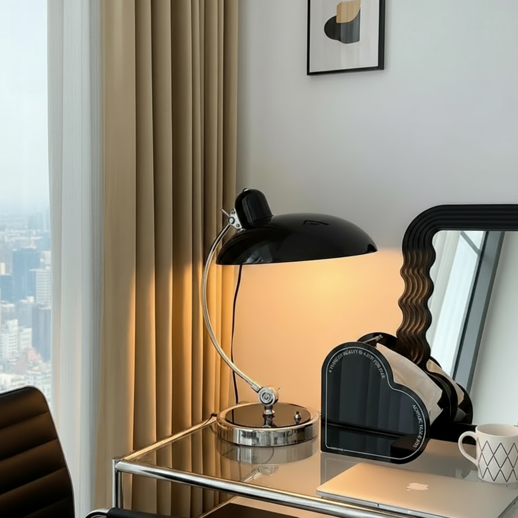 Simple Adjustable Table Lamp with Curved Arm