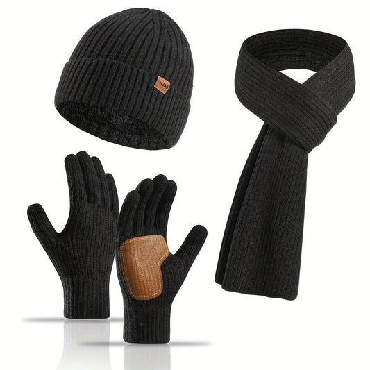 Warm Winter Accessories Set with Beanie, Scarf, Gloves - Fesara