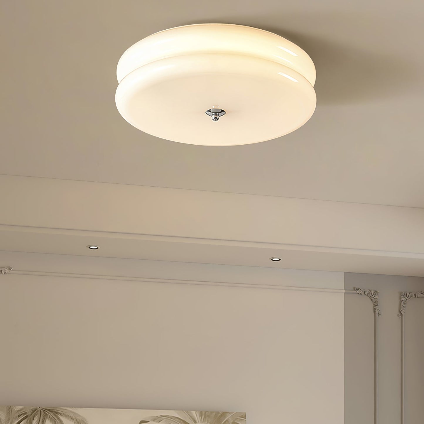 Classy Antique Circular Glass Pendant Light