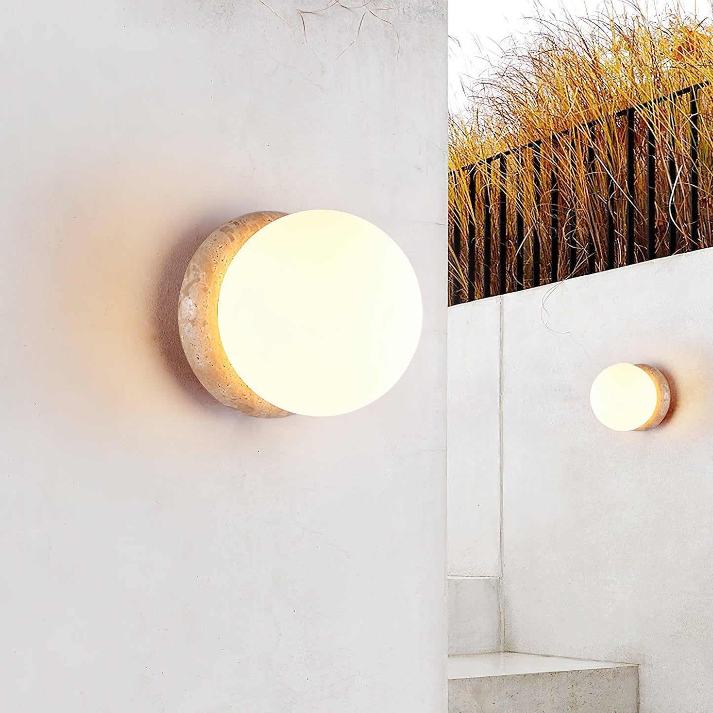 Contemporary Stone Outdoor LED Wall Lamp
