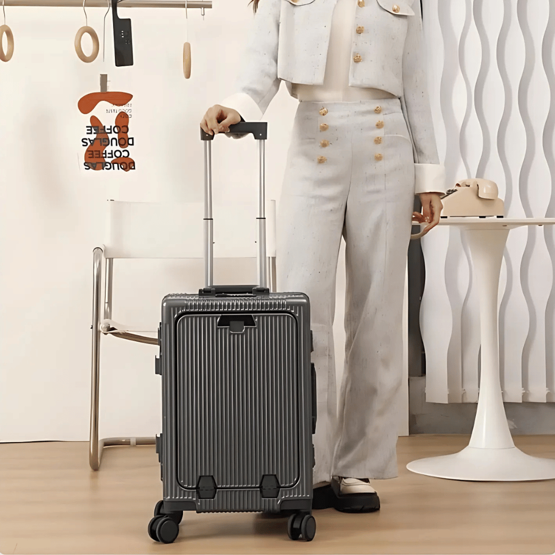 Durable Lightweight Carry-On Luggage with Laptop Pocket