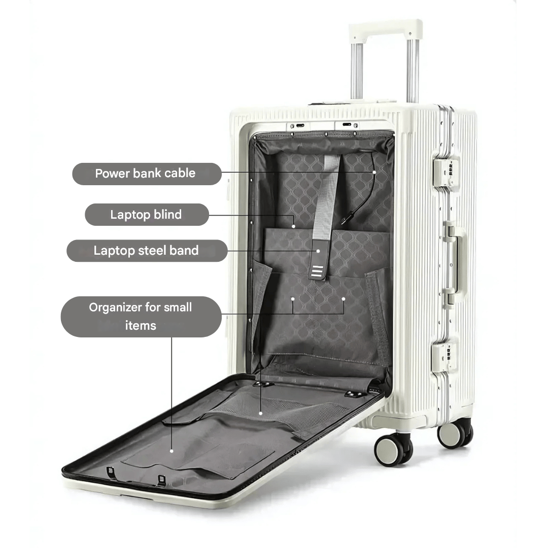Durable Lightweight Carry-On Luggage with Laptop Pocket