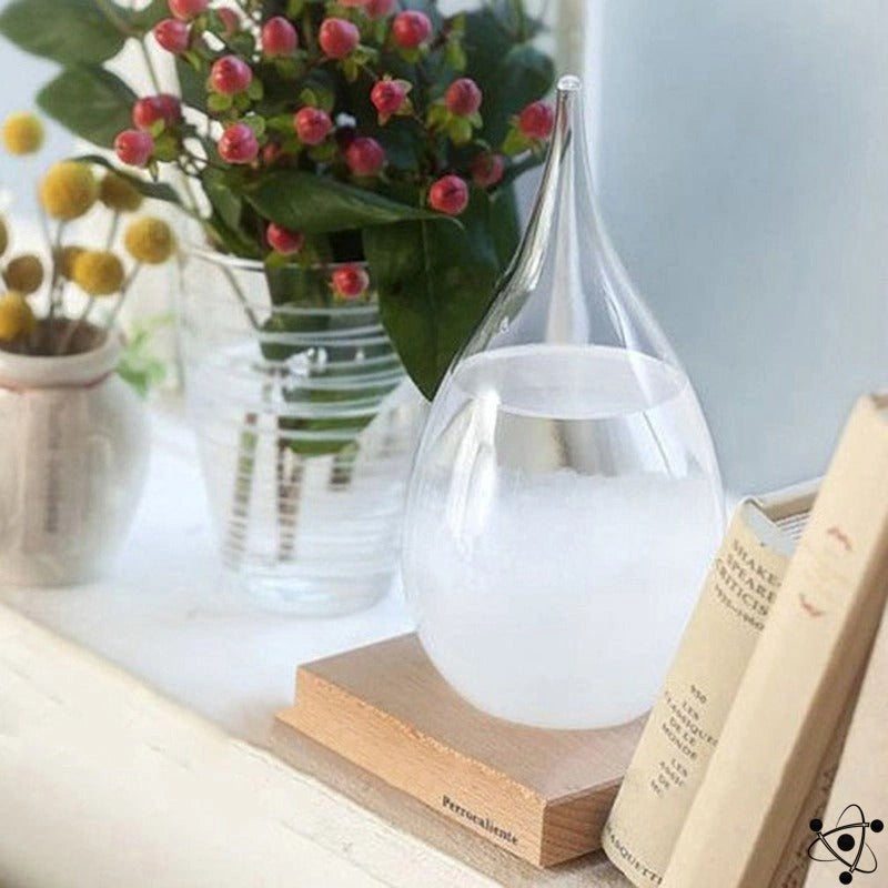 Atmosfera | Elegant Postmodern Glass Storm Weather Predictor with Wooden Base 2