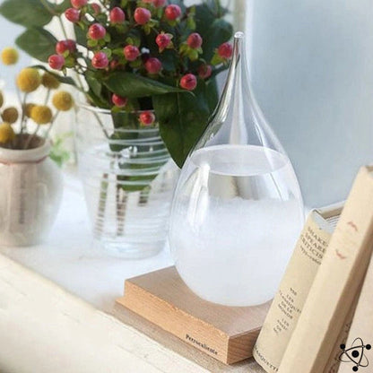 Atmosfera | Elegant Postmodern Glass Storm Weather Predictor with Wooden Base 2