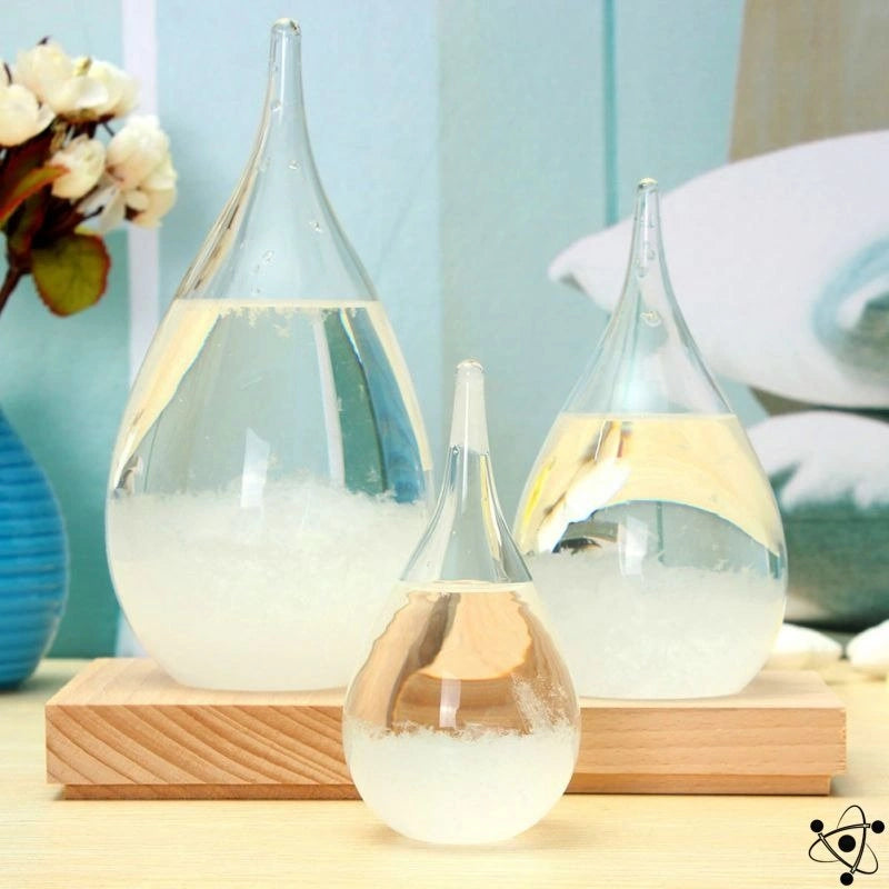 Atmosfera | Elegant Postmodern Glass Storm Weather Predictor with Wooden Base 3
