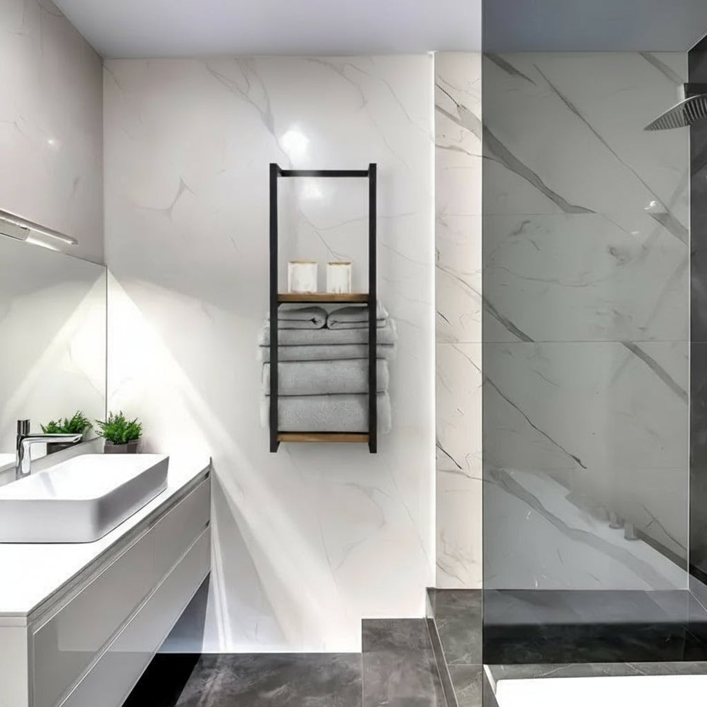 AureaSteel | Sleek Modern Wall Mounted Towel Holder for Elegant Bathrooms 5