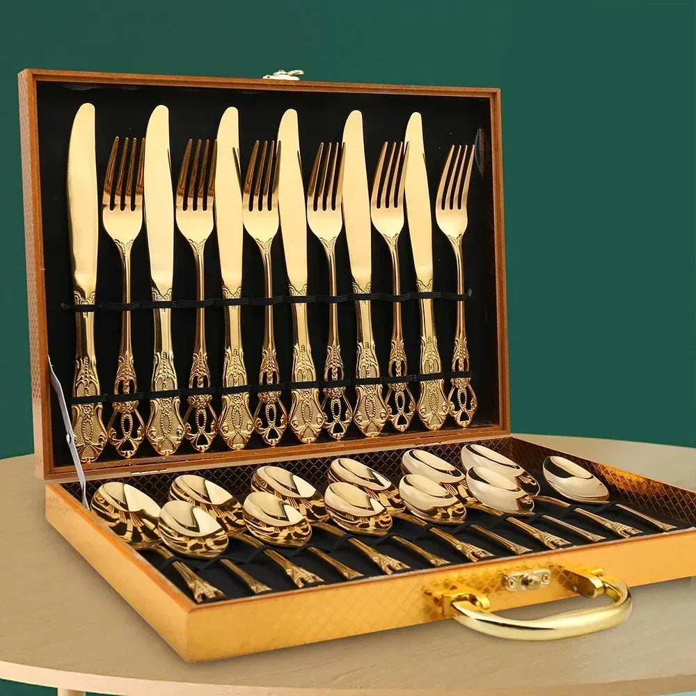 Premium 24-Piece Silverware Stainless Steel Cutlery Set - Fesara