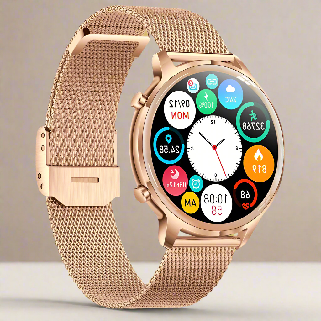 Slim Women's Smartwatch with Fitness Tracker & Alerts - Fesara