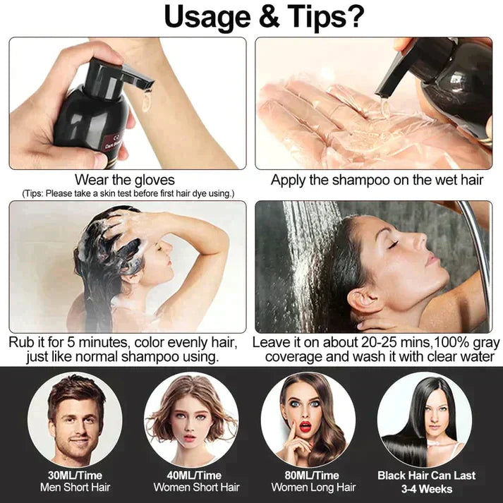 AurumShade | Herbal Nourishing Black Hair Dye Shampoo for Healthy Hair 6