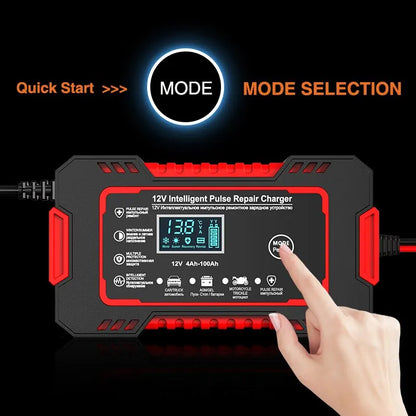 Advanced 12V 6A Auto Battery Charger with LCD Display