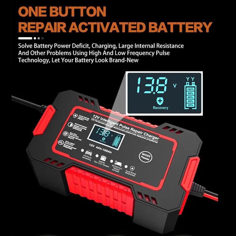 Advanced 12V 6A Auto Battery Charger with LCD Display
