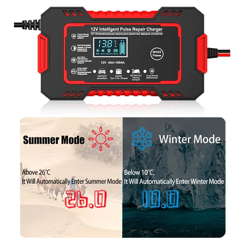 Advanced 12V 6A Auto Battery Charger with LCD Display