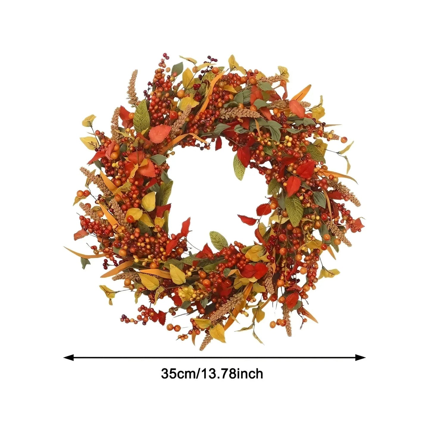 Rustic Fall Wicker Door Wreath - Golden Leaves - Fesara