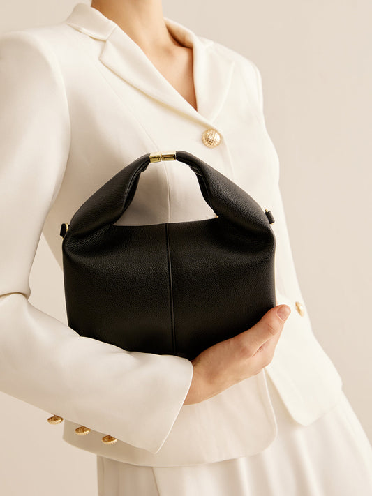 Classic Black Tote Bag with Metal Accents - Fesara