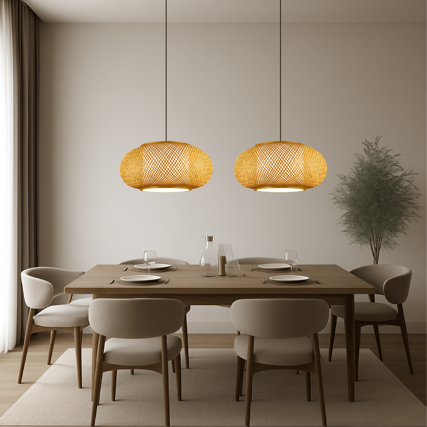 Eco Friendly Bamboo Hanging Light Fixture