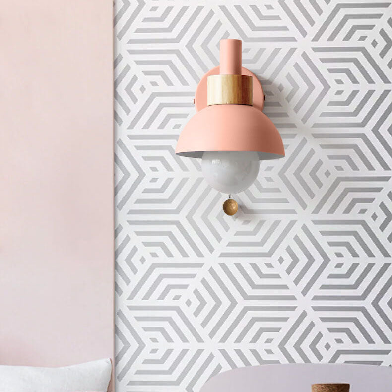 Rustic Wooden Metal LED Wall Light Sconce
