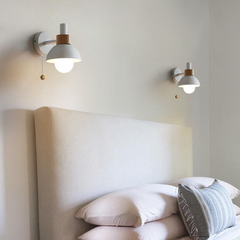 Rustic Wooden Metal LED Wall Light Sconce