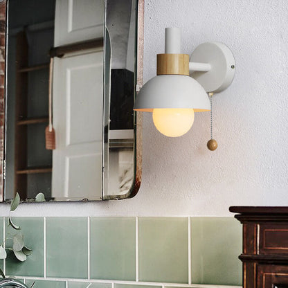 Rustic Wooden Metal LED Wall Light Sconce