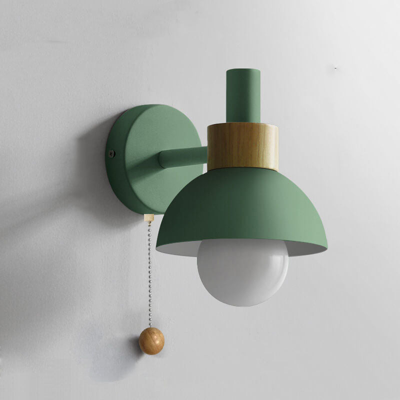 Rustic Wooden Metal LED Wall Light Sconce - Fesara