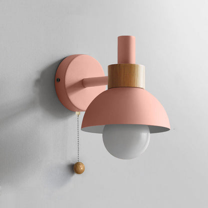 Rustic Wooden Metal LED Wall Light Sconce