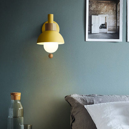 Rustic Wooden Metal LED Wall Light Sconce