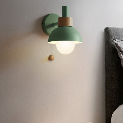 Rustic Wooden Metal LED Wall Light Sconce