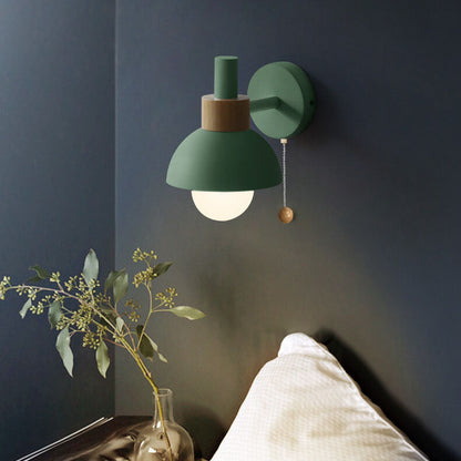 Rustic Wooden Metal LED Wall Light Sconce