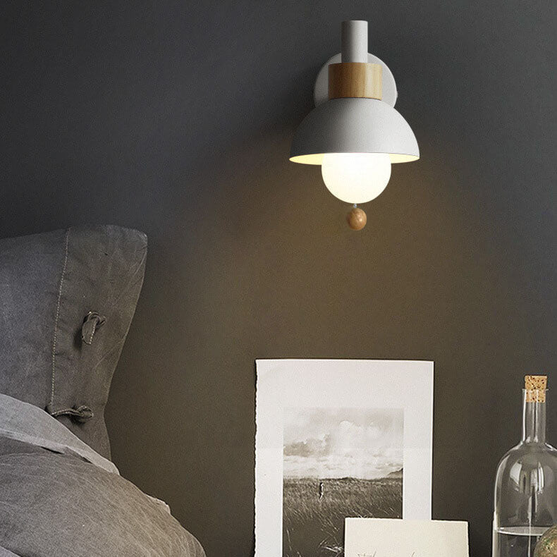 Rustic Wooden Metal LED Wall Light Sconce