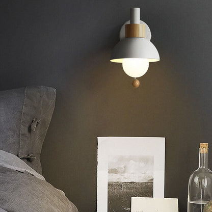 Rustic Wooden Metal LED Wall Light Sconce