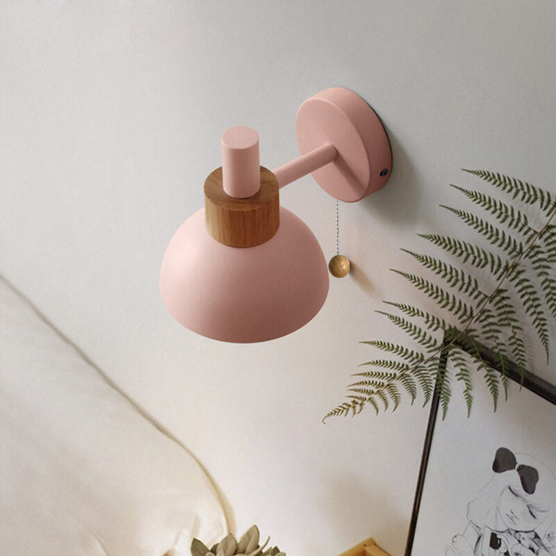 Rustic Wooden Metal LED Wall Light Sconce