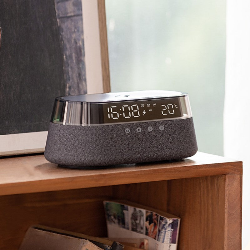 Compact Wireless Charging Clock Radio Bluetooth Speaker