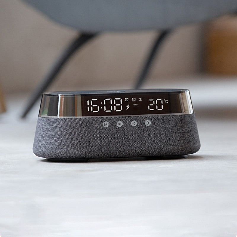 Compact Wireless Charging Clock Radio Bluetooth Speaker