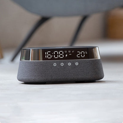 Compact Wireless Charging Clock Radio Bluetooth Speaker