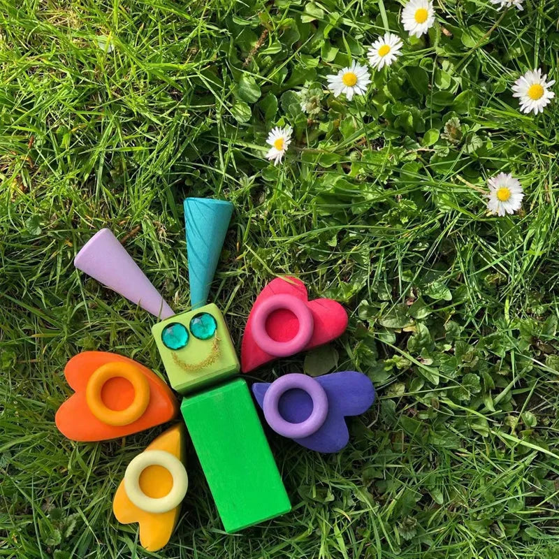 Vibrant Kids Wooden Construction Blocks