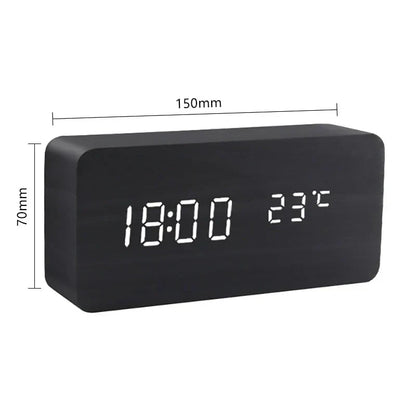 Natural Wood LED Digital Alarm Clock for Bedside - Fesara