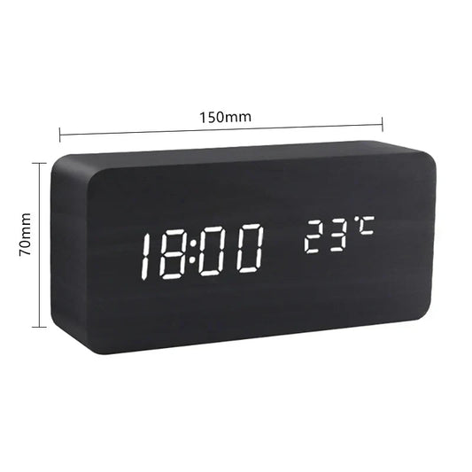 Natural Wood LED Digital Alarm Clock for Bedside - Fesara