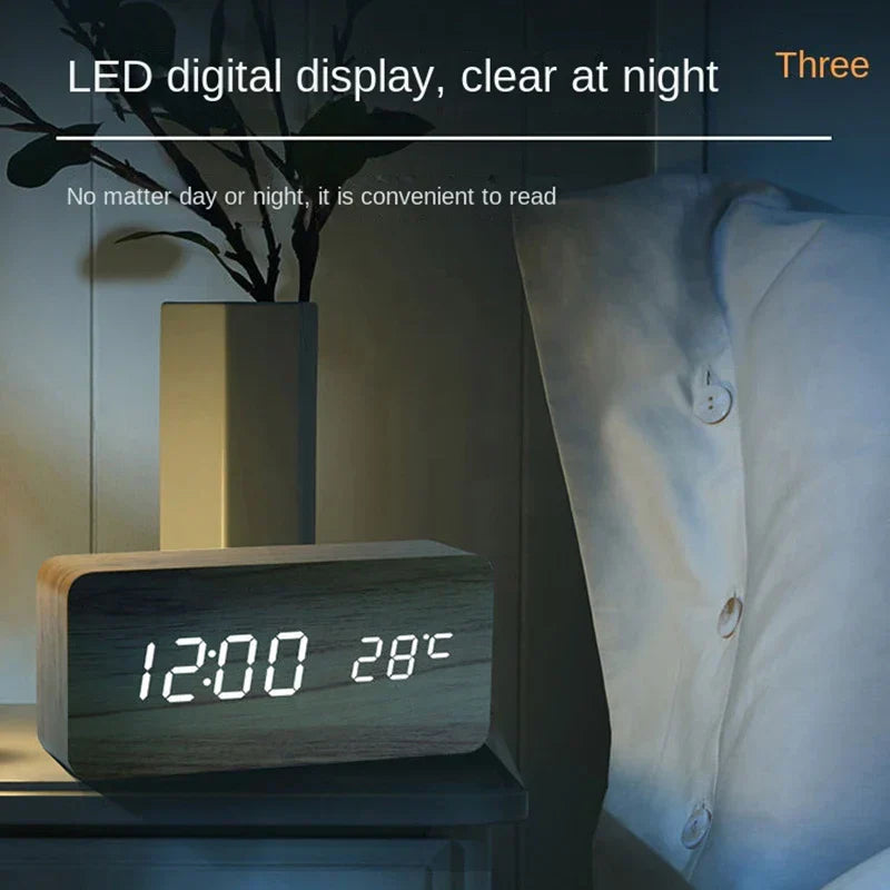 BambooGlow | Elegant Smart Wooden LED Alarm Clock for Bedroom 1