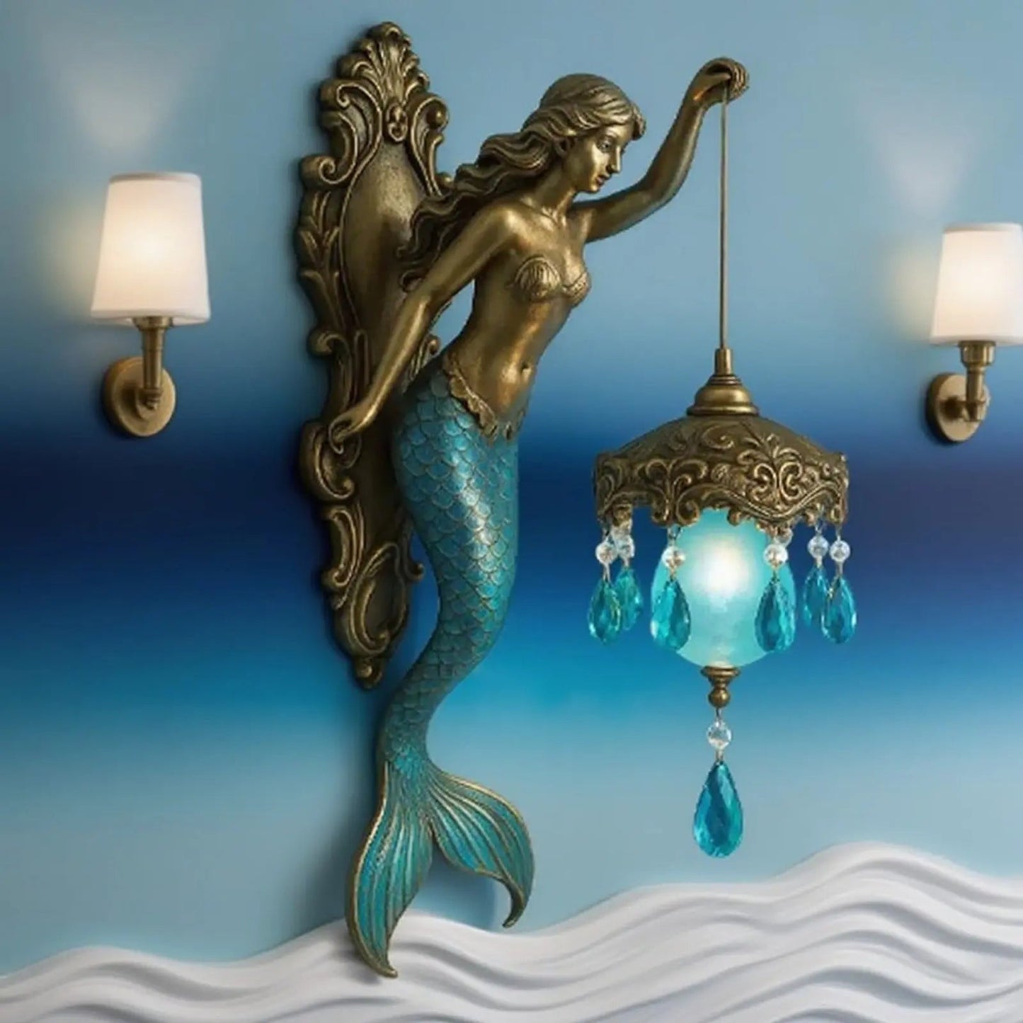 Luxurious Coastal Mermaid Wall Lamp